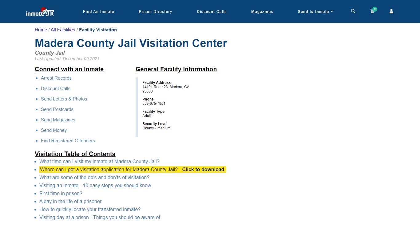 Madera County Jail | Visitation, dress code & visiting hours - InmateAid