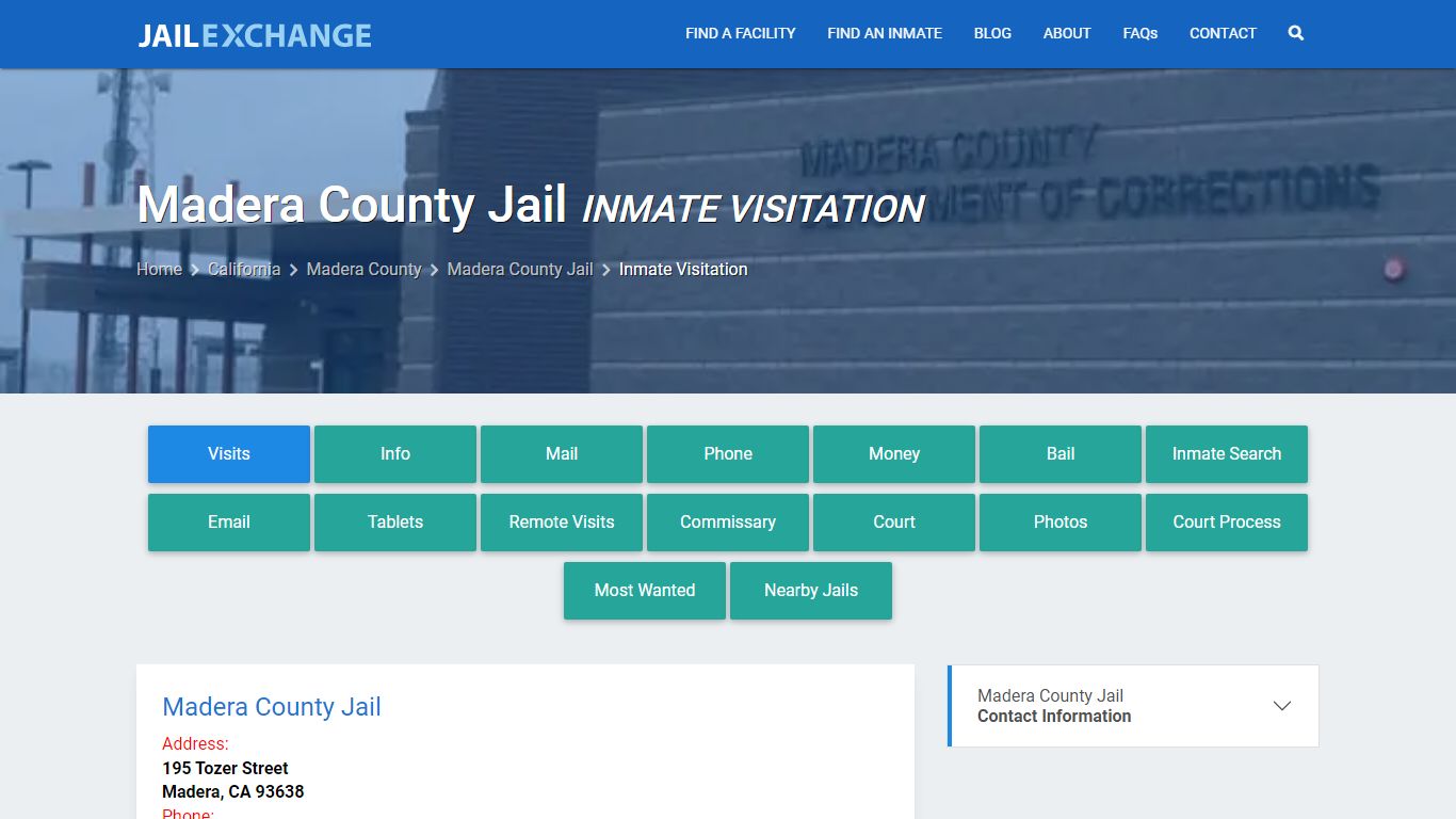 Inmate Visitation - Madera County Jail, CA - Jail Exchange