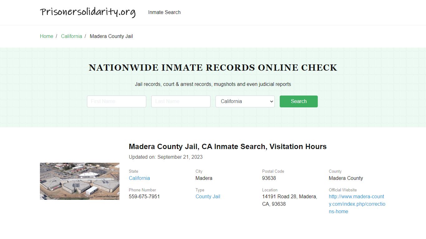 Madera County Jail, CA Inmate Search, Visitation Hours